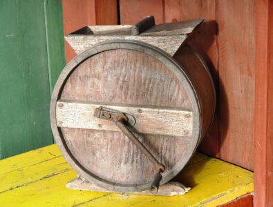 Homemade Butter with a Wooden Butter Churn Image